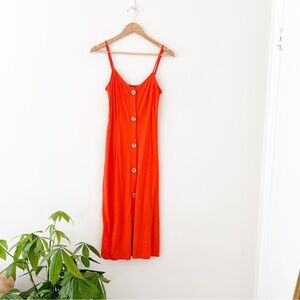 ASOS Red Buttoned Sleeveless Midi Dress
